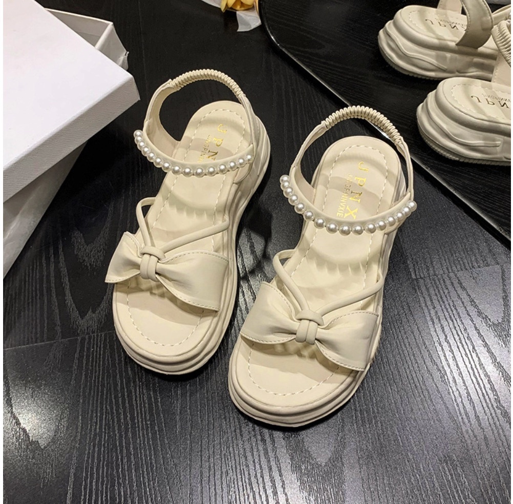 Hot selling super soft and versatile elastic band sandals (off-white - size: 35-40) (contact customer service after placing the order to confirm the delivery size)