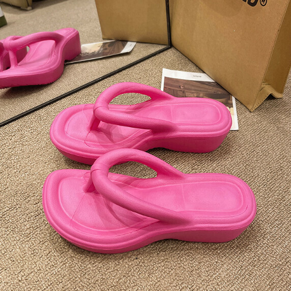 Hot Selling Beach Sandals Flip Flop [Rose Red] (Size: 36-41) [Please contact customer service to confirm the delivery size after placing the order]