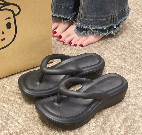 Hot Selling Beach Sandals Flip Flop [Black] (Size: 36-41) [Please contact customer service to confirm the delivery size after placing the order]