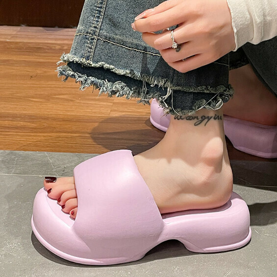 Hot selling thick-soled slippers [889 bread high heels - purple] (size: 36-41) [please contact customer service to confirm the delivery size after placing the order]