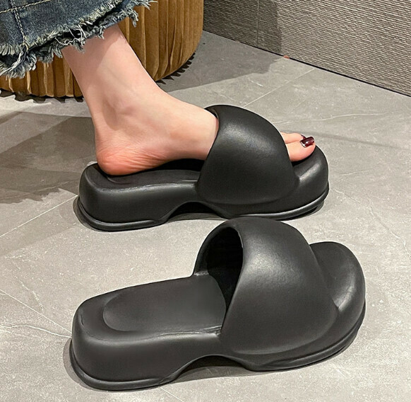 Hot selling thick-soled slippers [889 bread high heels - black] (size: 36-41) [please contact customer service to confirm the delivery size after placing the order]