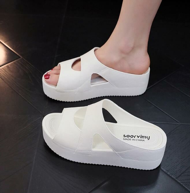 Hot selling (white size 35-40) high-heeled slippers, thick-soled wedges, platform sandals (contact customer service after placing the order to confirm the delivery size)