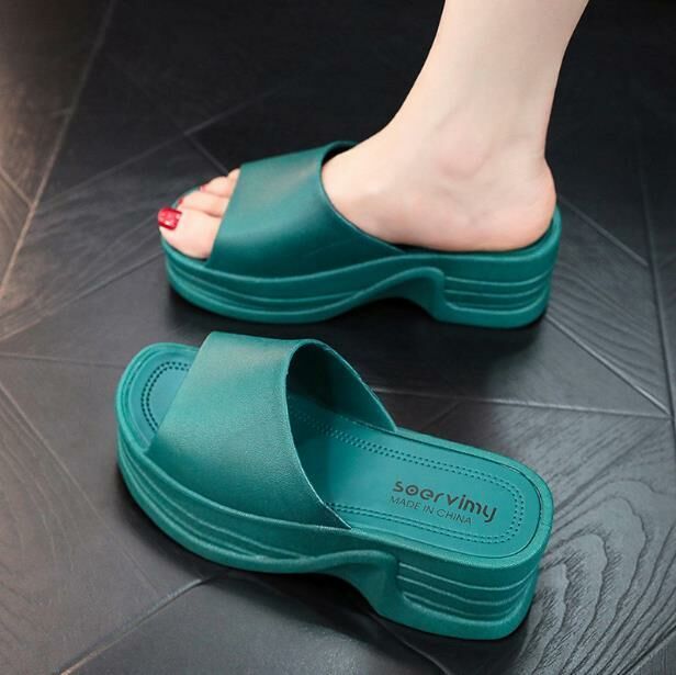 Hot selling (dark green size 35-40) thick-soled slippers and sandals (contact customer service after placing the order to confirm the delivery size)
