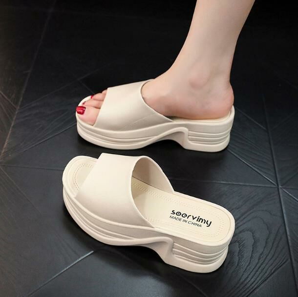 Hot selling (apricot size 35-40) thick-soled slippers and sandals (contact customer service after placing the order to confirm the delivery size)