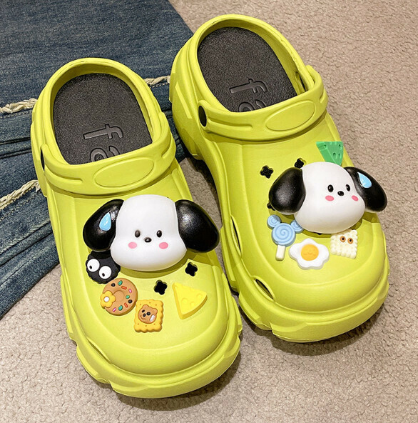 Hot Selling Baotou Beach Sandals and Crocs [Green - Main Picture Model (7CM Thick Sole)] (Size: 34-41) [Please contact customer service to confirm the delivery size after placing the order]