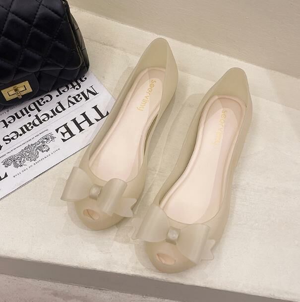 Hot Selling (Jelly Beige White Flower Size 35-40) Sandals (contact customer service after placing order to confirm delivery size)