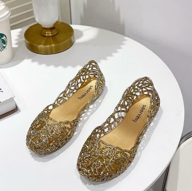 Hot selling (gold size 36-41) Baotou sandals and jelly shoes (contact customer service after placing the order to confirm the delivery size)