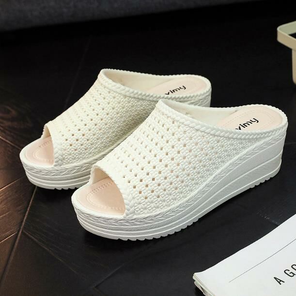 Hot Selling (White Size 35-40) Wedge Slippers (Contact customer service after placing order to confirm delivery size)