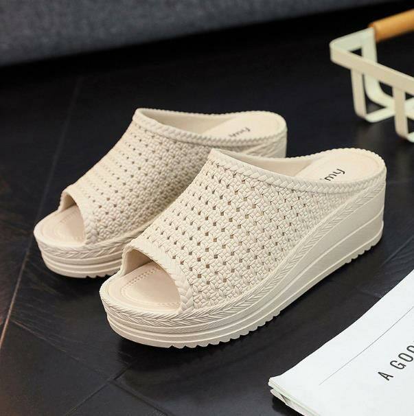 Hot Selling (Apricot Size 35-40) Wedge Slippers (Contact customer service after placing order to confirm delivery size)