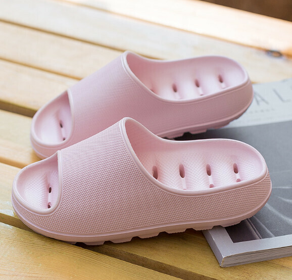 Hot selling home slippers [pink (4.5CM soft thick sole leaking) (size: 36-41 one size smaller) [please contact customer service to confirm the delivery size after placing the order]