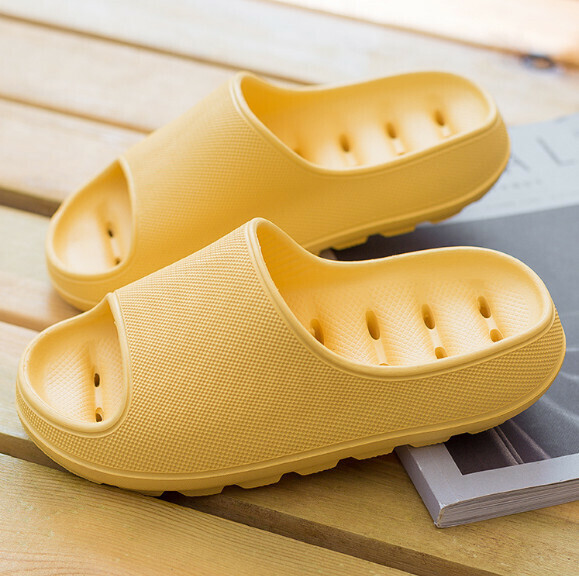 Hot selling home slippers [yellow (4.5CM soft thick sole leaking) (size: 36-41 is one size smaller) [please contact customer service to confirm the delivery size after placing the order]