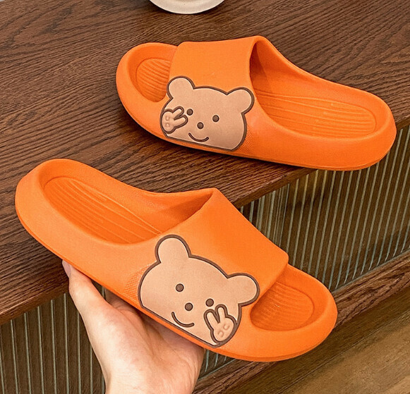 Hot selling home slippers [Side Bear - Vibrant Orange] (Size: 36-41) [Please contact customer service to confirm the delivery size after placing the order]