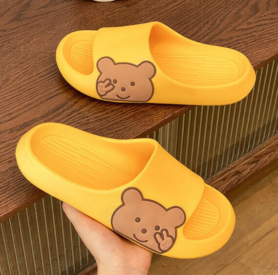 Hot selling home slippers [Side Bear-Sweet Yellow] (Size: 36-41) [Please contact customer service to confirm the delivery size after placing the order]
