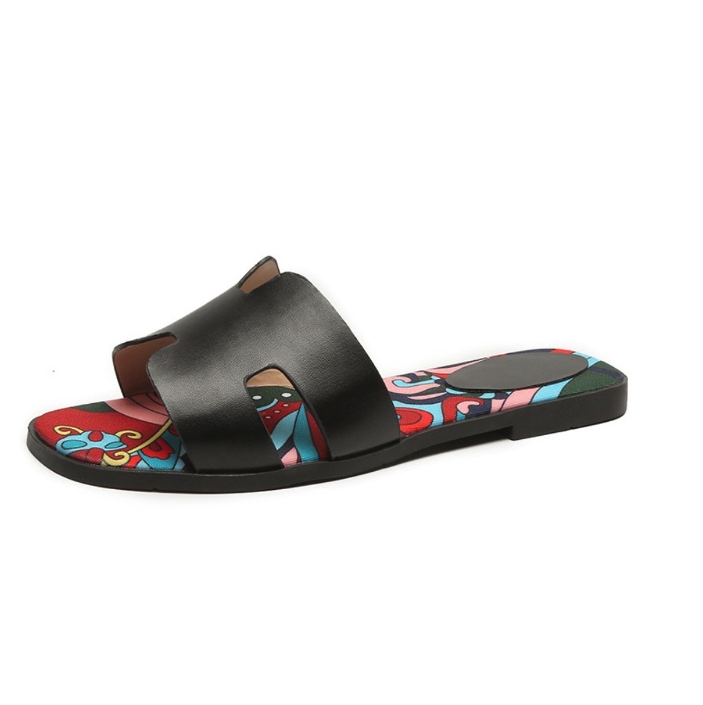 Hot-selling outdoor flat slippers (black) (size 35-41) (contact customer service after placing the order to confirm the delivery size)