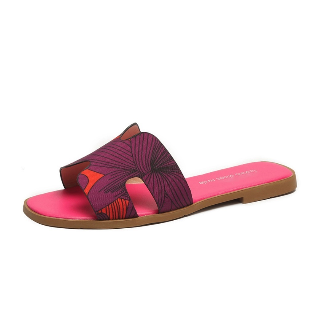 Hot-selling outdoor flat slippers (rose red) (size 35-41) (contact customer service after placing the order to confirm the delivery size)