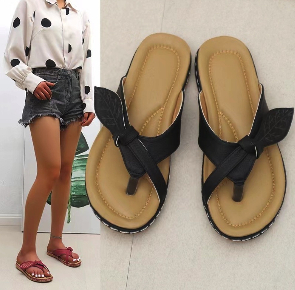 Hot selling flat thong sandals (black) (size 36-43) (contact customer service after placing the order to confirm the delivery size)
