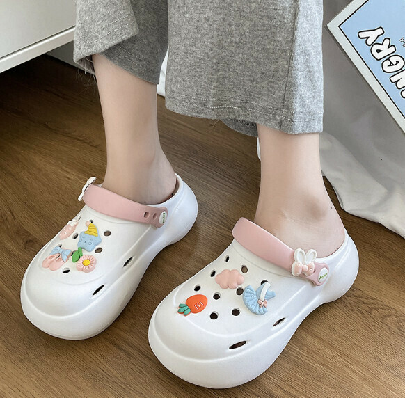 Hot Selling Thick-Soled EVA Crocs Toe-Toe Sandals [1903 White] (Size: 35-40) [Please contact customer service to confirm the delivery size after placing the order]