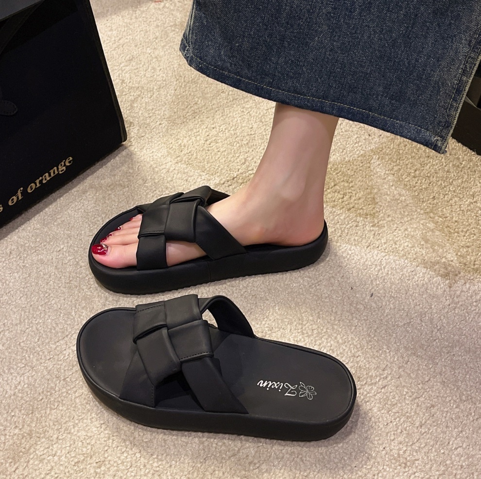 Hot selling thick-soled casual non-slip sandals (black) (size 35-40) (contact customer service after placing the order to confirm the delivery size)