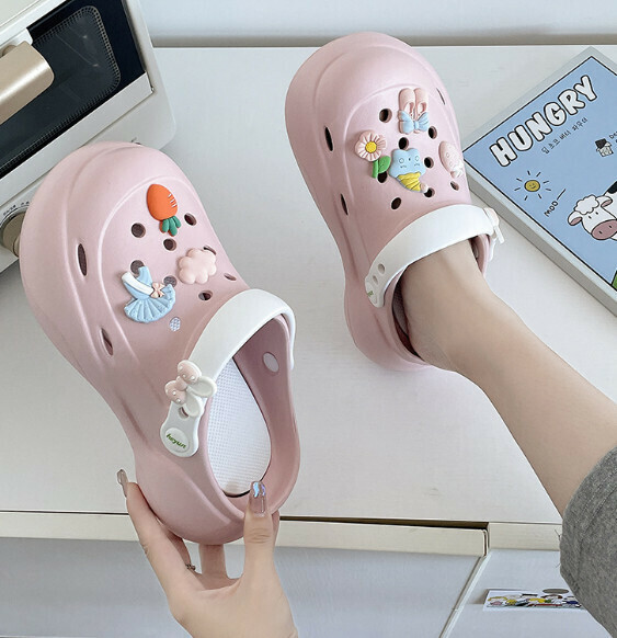 Hot Selling Thick-Soled EVA Crocs Toe-Toe Sandals [1903 Pink] (Size: 35-40) [Please contact customer service to confirm the delivery size after placing the order]