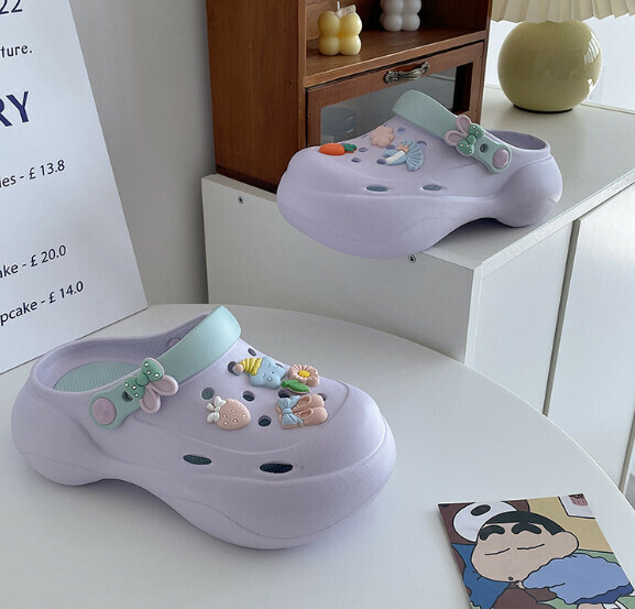Hot Selling Thick-soled EVA Crocs Toe-Toe Sandals [1903 Purple] (Size: 35-40) [Please contact customer service to confirm the delivery size after placing the order]