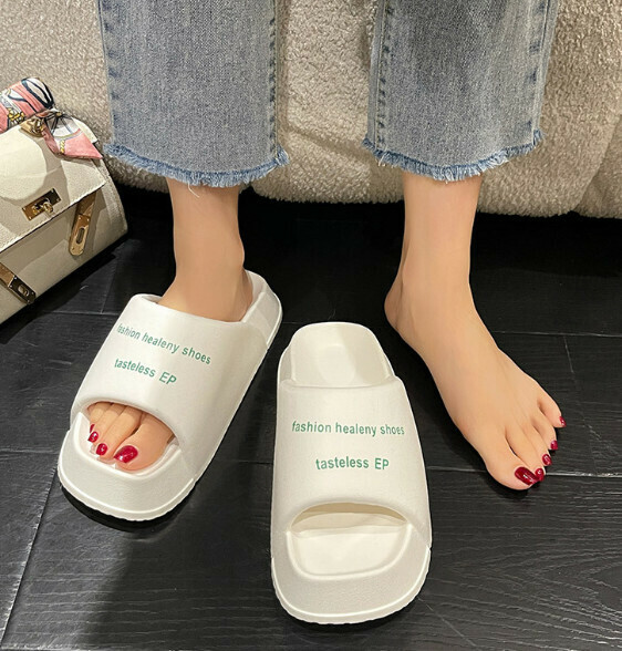Hot selling thick-soled simple and fashionable slippers with a shit-stepping feel [White-912EP] (Size: 36-45) [Please contact customer service to confirm the delivery size after placing the order]