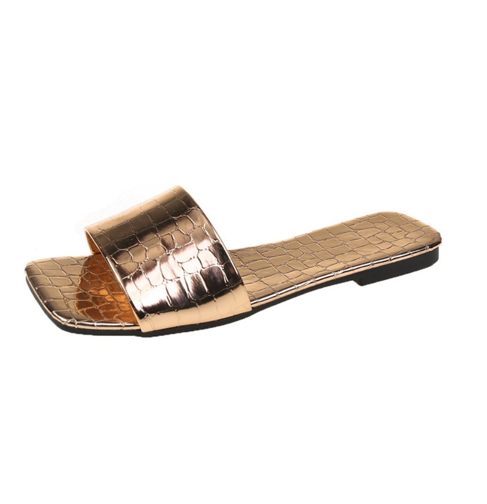 Hot selling outdoor open-toe flat sandals (champagne color) (size 35-40) (contact customer service after placing the order to confirm the delivery size)
