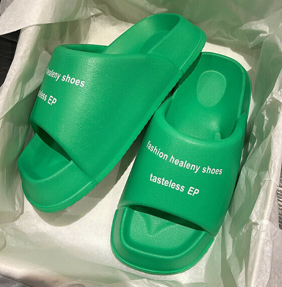 Hot selling thick-soled simple and fashionable slippers with a shit-stepping feel [green-912EP] (size: 36-45) [please contact customer service to confirm the delivery size after placing the order]