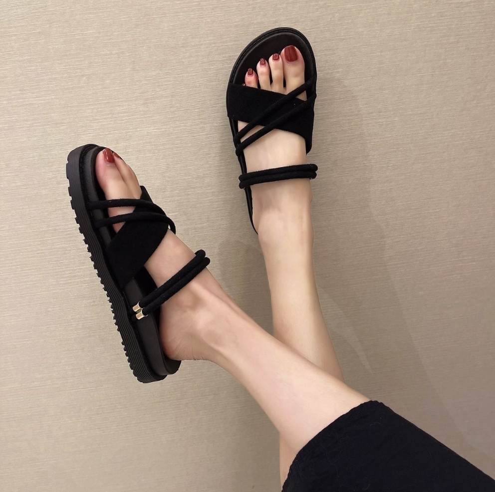 Hot selling versatile fairy sandals (black) (size 35-40) (contact customer service after placing the order to confirm the delivery size)