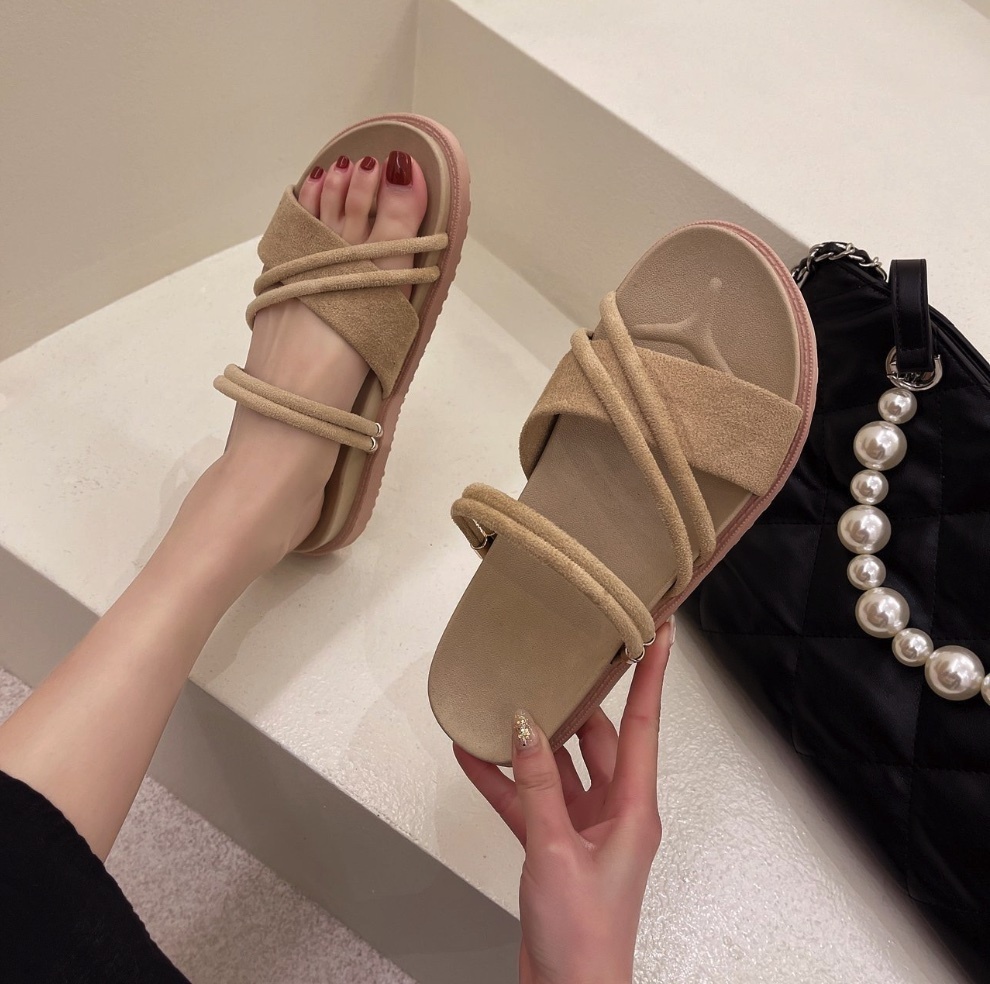 Hot selling versatile fairy sandals (apricot) (size 35-40) (contact customer service after placing the order to confirm the delivery size)