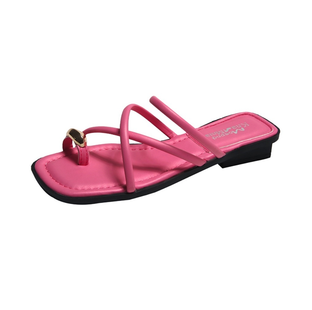 Hot selling thong toe thick heel slippers (rose red) (size 35-40) (contact customer service after placing the order to confirm the delivery size)