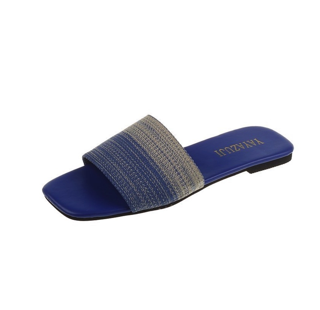 Hot-selling outdoor flat slippers (blue) (size 35-40) (contact customer service after placing the order to confirm the delivery size)