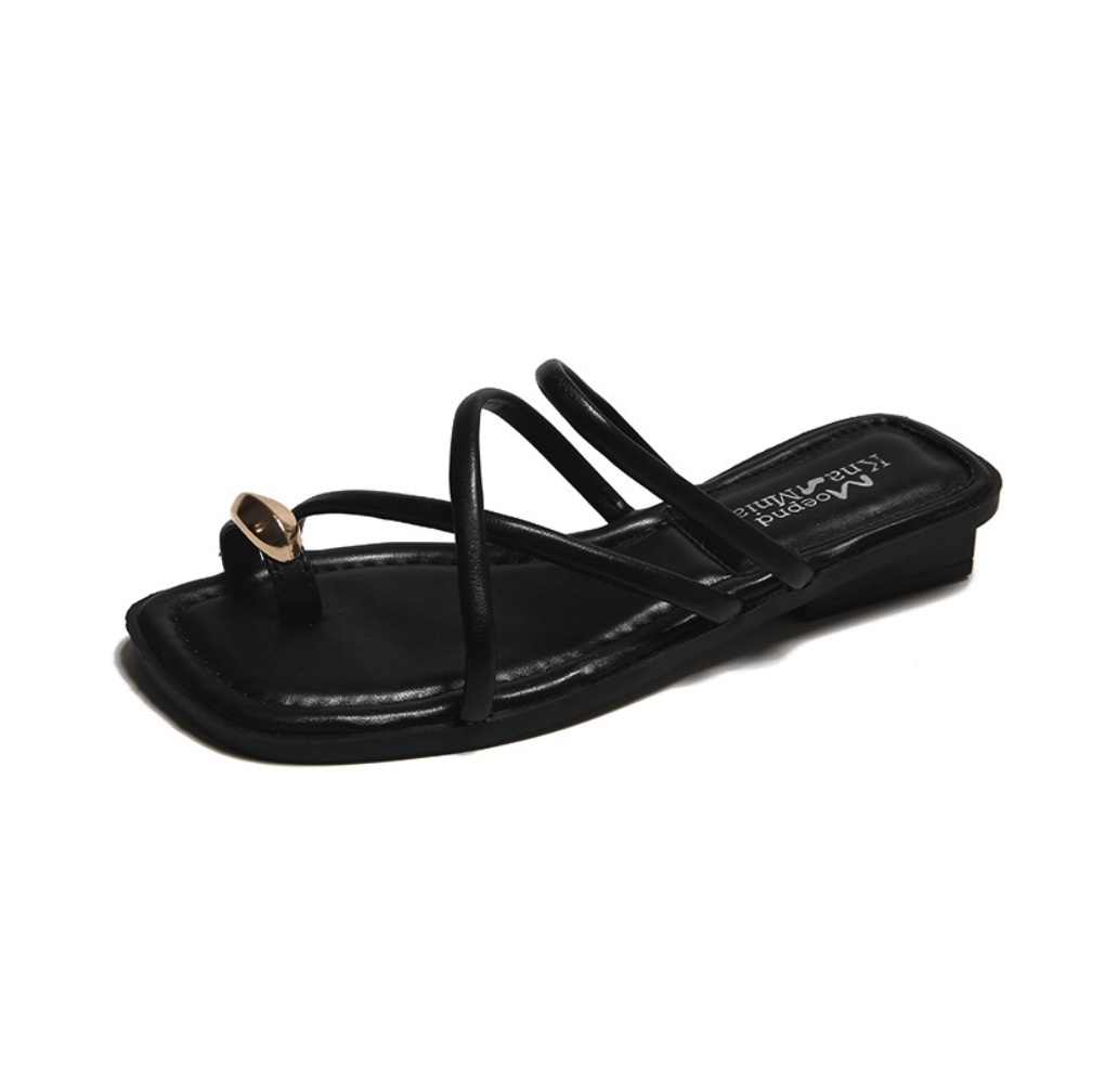 Hot selling slip-on thick heel slippers (black) (size 35-40) (contact customer service after placing the order to confirm the delivery size)