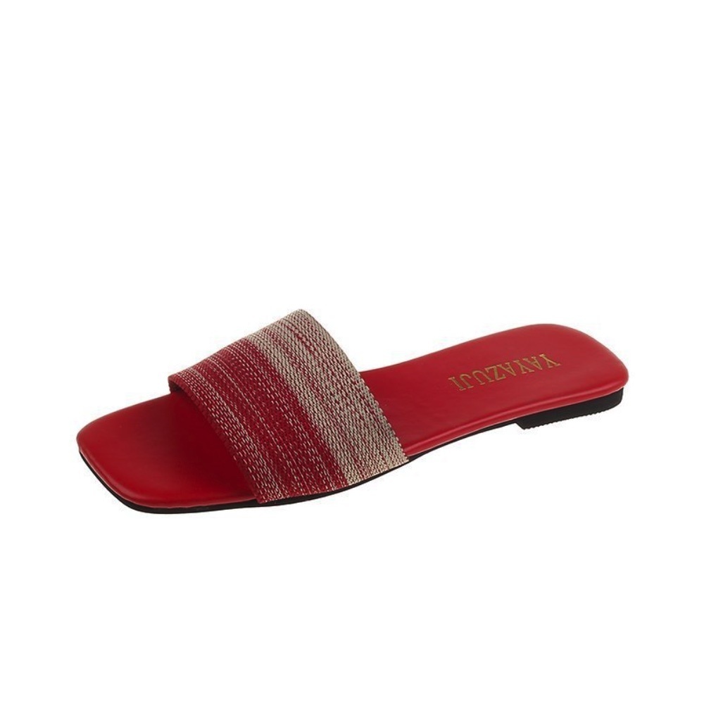 Hot-selling outdoor flat slippers (red) (size 35-40) (contact customer service after placing the order to confirm the delivery size)