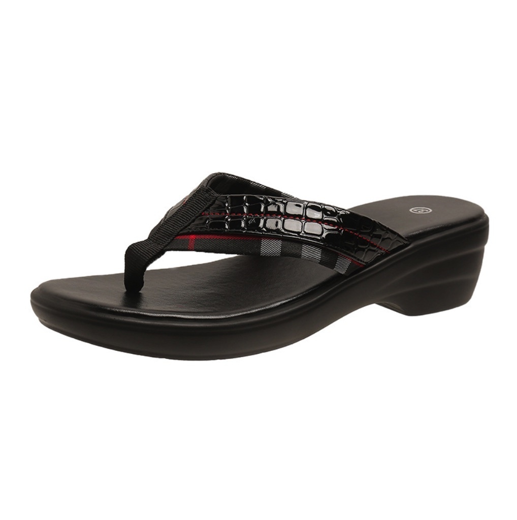 Hot style thong thick heel sandals (black) (size 35-40) (contact customer service after placing the order to confirm the delivery size)