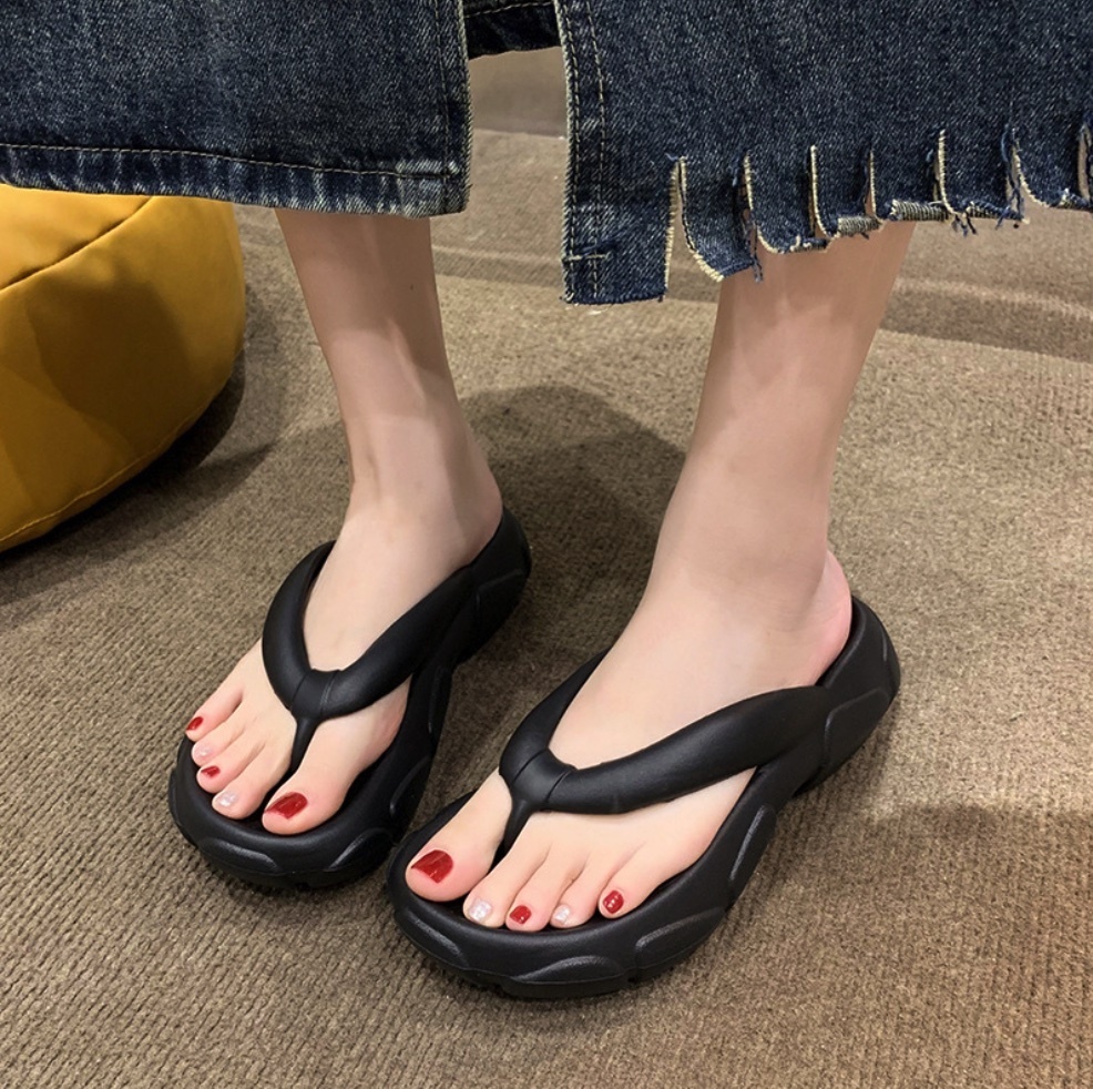 Popular summer anti-slip flip-flops (black) (size 35-40) (contact customer service after placing an order to confirm delivery size)