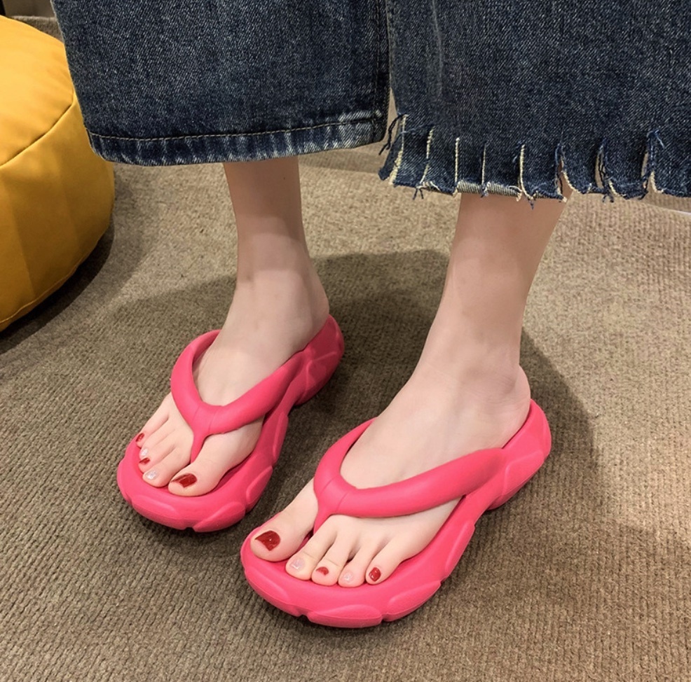 Popular summer anti-slip flip-flops (rose red) (size 35-40) (contact customer service after placing an order to confirm delivery size)
