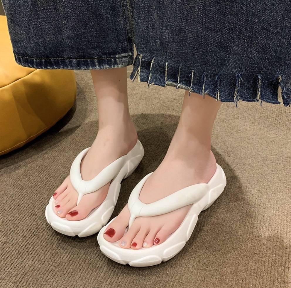 Popular summer anti-slip flip-flops (white) (size 35-40) (contact customer service after placing the order to confirm the delivery size)