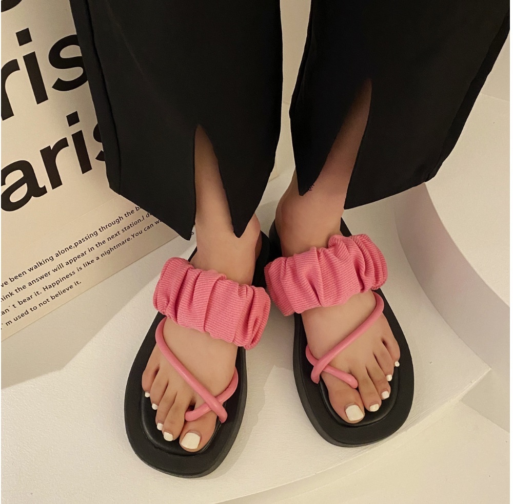 Popular thick-soled flip-flops (rose red) (size 35-40) (contact customer service after placing an order to confirm the delivery size)
