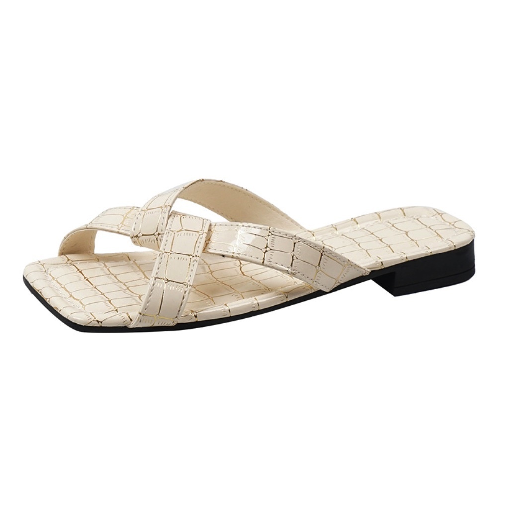 Popular retro one-line cross-strap sandals (off-white) (size 35-43) (contact customer service after placing the order to confirm the delivery size)