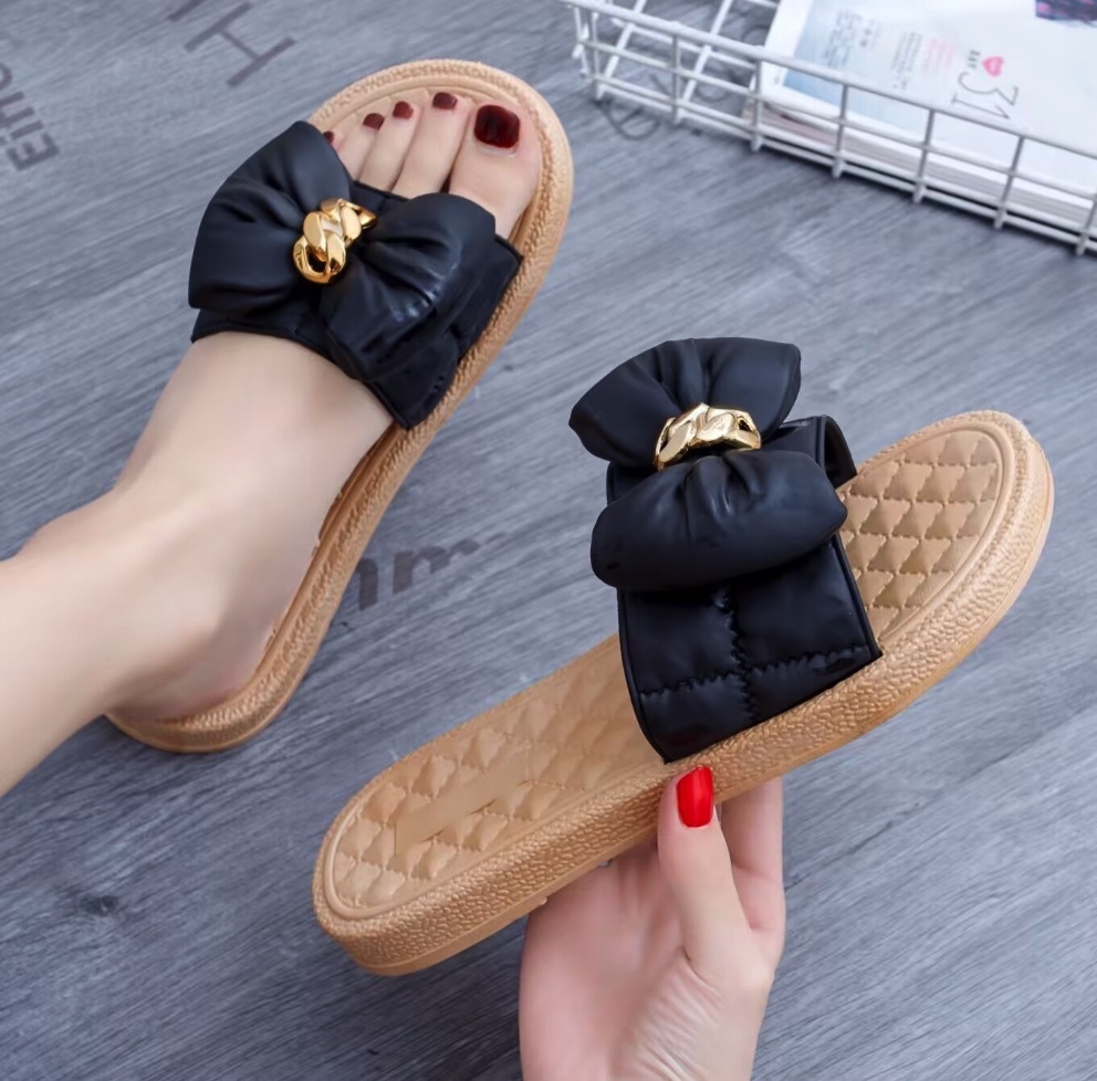 Popular women's bow-knot sandals (black) (size 35-40) (contact customer service after placing the order to confirm the delivery size)