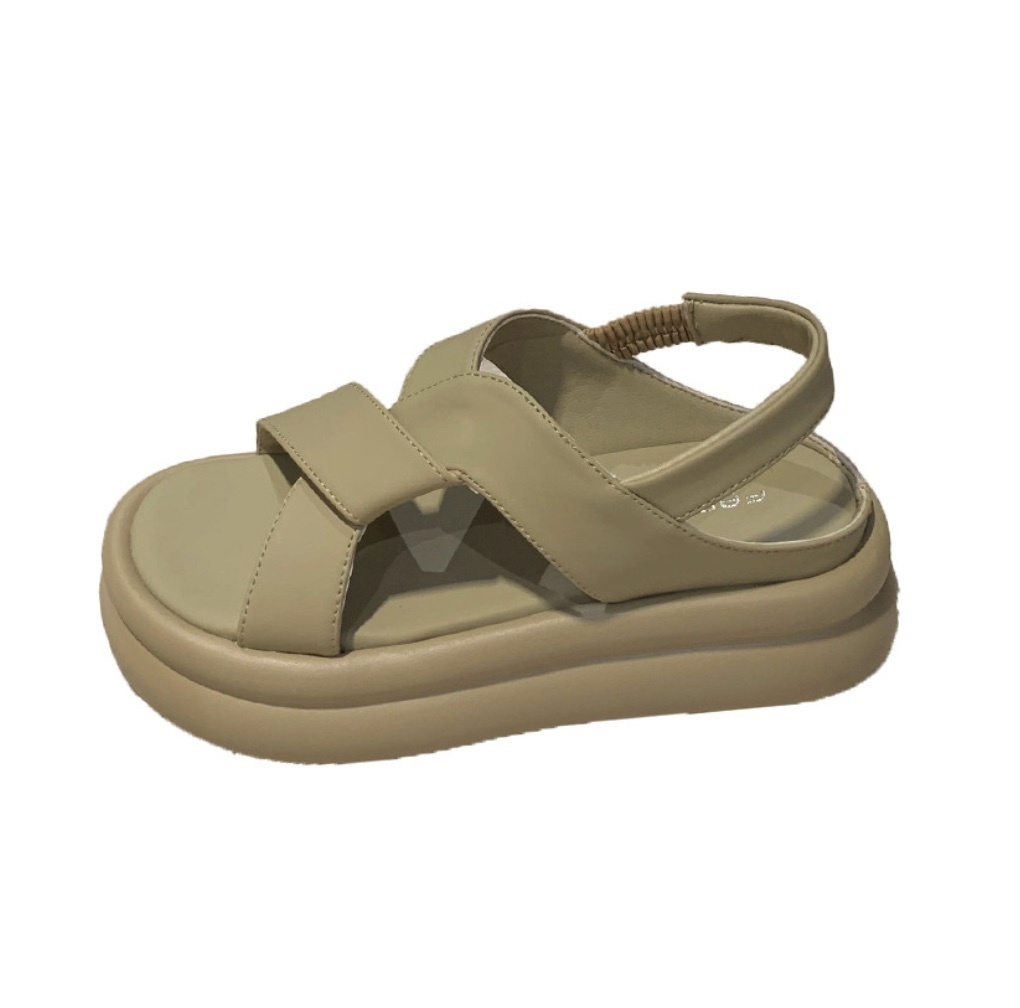 Hot style versatile thick-soled casual platform sandals (khaki) (size 35-40) (contact customer service after placing the order to confirm the delivery size)
