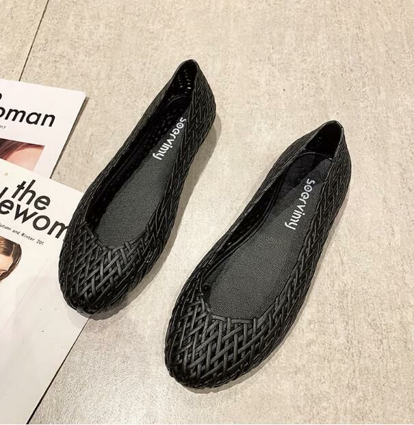 Popular style (black size 35-40) jelly sandals and flat clogs (contact customer service after placing the order to confirm the delivery size)