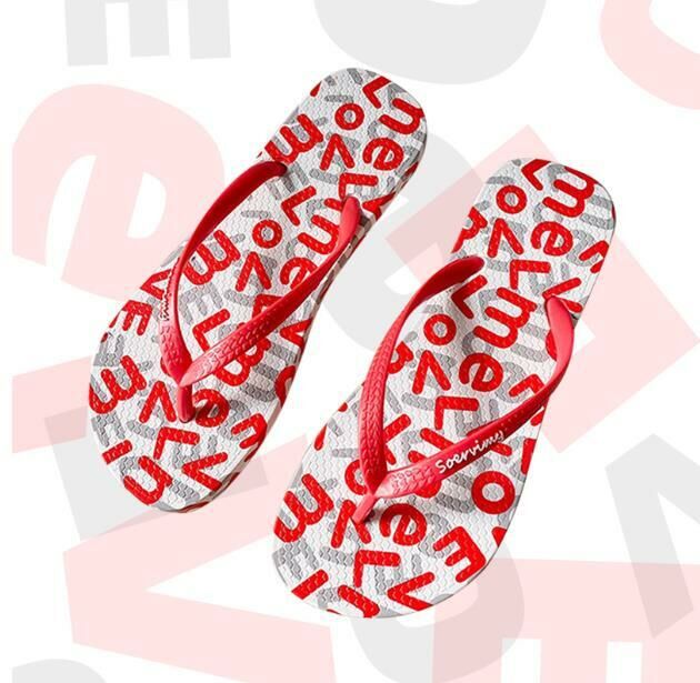 Hot style (red size 33-40) flip-flops, beach shoes, flip-flops (contact customer service after placing order to confirm delivery size)