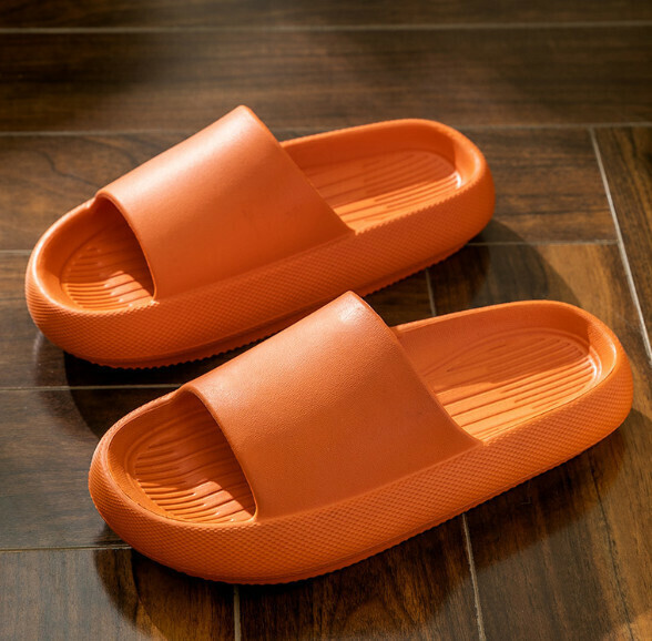 Popular solid color thick-soled slippers [Orange (4.5cm, soft and non-slip when stepping on poop)] (Size: 36-41) [Please contact customer service to confirm the delivery size after placing the order]