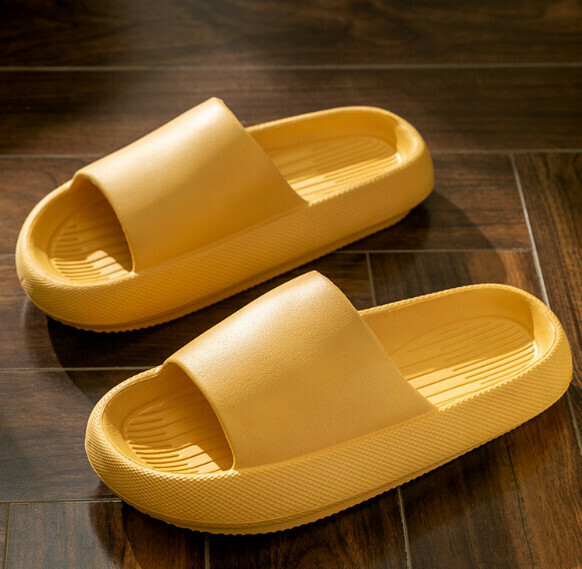 Popular solid color thick-soled slippers [Yellow (4.5cm, soft and non-slip when stepping on poop)] (Size: 36-41) [Please contact customer service to confirm the delivery size after placing the order]