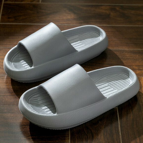 Popular solid color thick-soled slippers [grey (4.5cm, soft and non-slip when stepping on poop)] (size: 36-41) [please contact customer service to confirm the delivery size after placing the order]