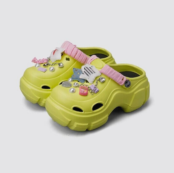 Hot style cute clog shoes toe-toe sandals [star straps] green] (size: 34-41) [please contact customer service after placing the order to confirm the delivery size]
