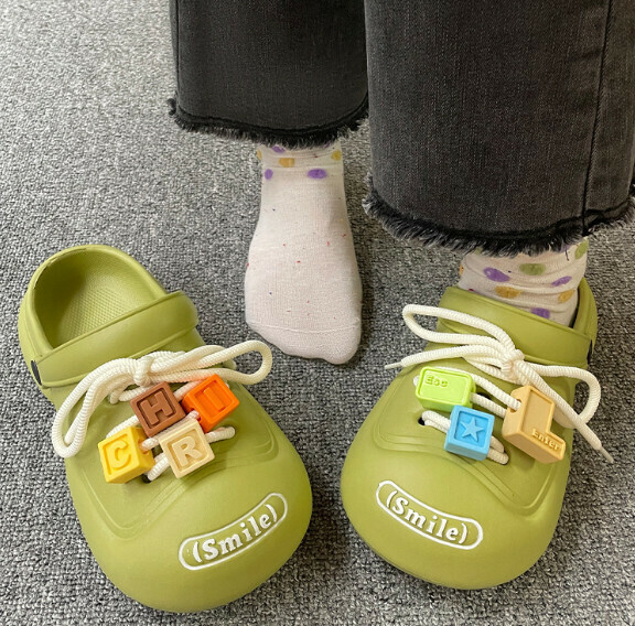Popular Cartoon Building Block Croc Shoes Toe-Toe Sandals [Green [Building Blocks] (Size: 36-45) [Please contact customer service to confirm the delivery size after placing the order]