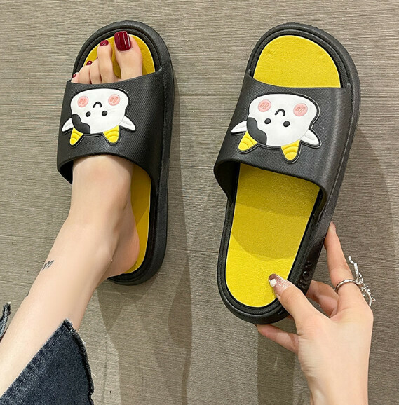 Popular household cute cartoon sandals [060 Calf-Black] (Size: 36-44) [Please contact customer service to confirm the delivery size after placing the order]