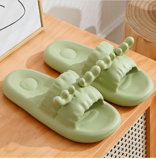 Popular cute antler slippers [green] (size: 36-41) [please contact customer service to confirm the delivery size after placing the order]